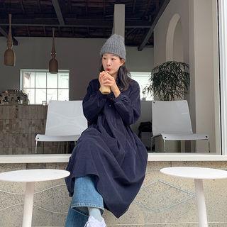 Shirtwaist Long Corduroy Dress