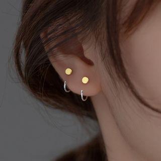 Mini Disc Earring 1 Pair - Silver & Gold - One Size