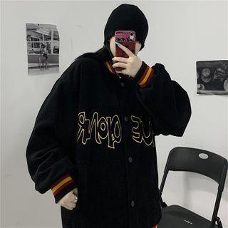 Lettering Corduroy Baseball Jacket