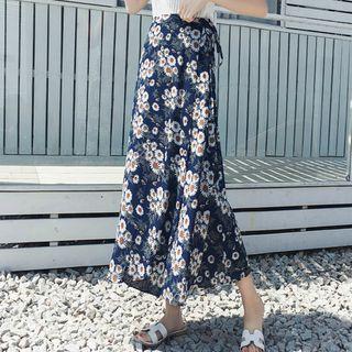 Print A-line Maxi Wrap Skirt