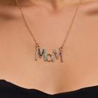 Rhinestone Mom Lettering Pendant Necklace 01-7667 - Gold - One Size