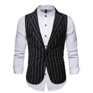Striped Single-button Vest