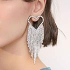 Alloy Heart Fringed Earring 1 Pair - 925 Silver - Silver - One Size