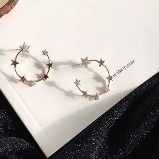 Rhinestone Star Open Hoop Earring