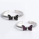 925 Sterling Silver Rhinestone Bow Open Ring