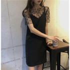 Short-sleeve Dotted Top / Sleeveless Mini Dress