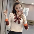 Bow Color Block Sweater