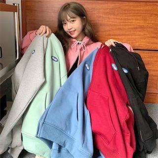 Patch Zipped Hooded Jacket