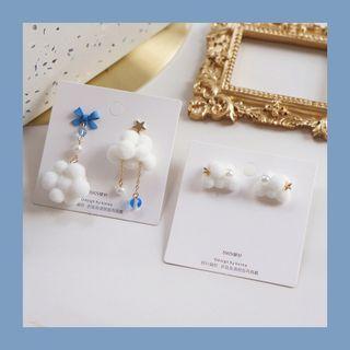 Cloud Faux Pearl Star Earring / Bow Cloud Faux Pearl Asymmetrical Dangle Earring