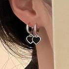 Heart Glaze Rhinestone Alloy Dangle Earring 1 Pair - Silver - One Size