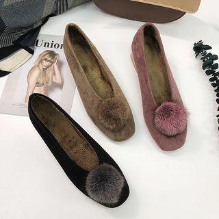 Chunky Heel Pompom Pumps
