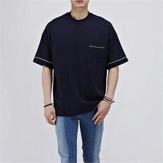 Short-sleeve Contrasted-trim T-shirt