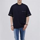 Short-sleeve Contrasted-trim T-shirt