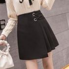 High-waist Pleated Lace-up Mini Skirt