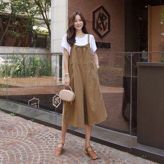 Tie-neck Wide-leg Overall Pants