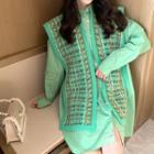 Long-sleeve A-line Shirtdress / Plaid Shawl