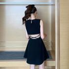 Open-back Slim-cut Tank Dress Black - One Size