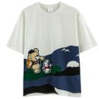 Short-sleeve Bear Patched T-shirt