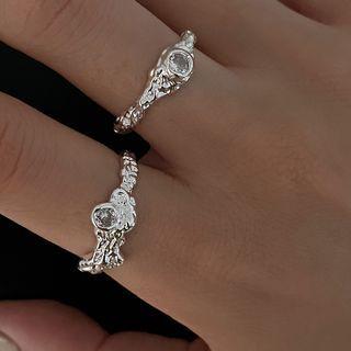 Rhinestone Irregular Alloy Ring
