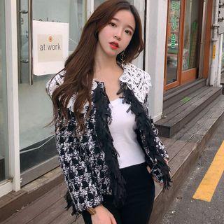 Lace Collar Tweed Button Jacket