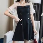 Short-sleeve Double-breasted A-line Mini Dress