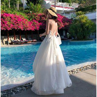Sleeveless Open Back Spaghetti-strap Dress