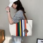 Rainbow Striped Canvas Tote Bag