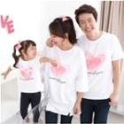 Family Matching Heart Print Short Sleeve T-shirt / Elbow Sleeve Tunic