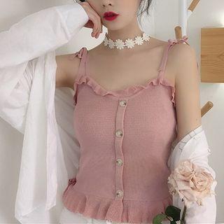 Tie-strap Frill Trim Camisole Top