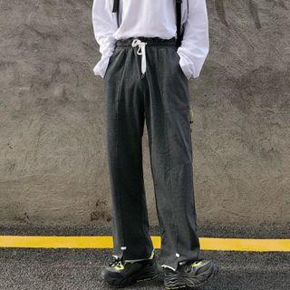 Drawstring Waist Sit-front Straight-cut Pants