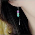 925 Sterling Silver Iridescent Heart Dangle Earring 1 Pc - As Shown In Figure - One Size