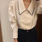 Contrast Trim Double-breasted Shirt