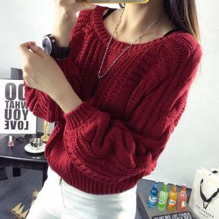 Puff Sleeve Cable-knit Chunky Sweater