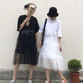 Inset Mesh T-shirt Dress