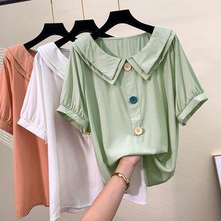 Layered Collar Short-sleeve Blouse