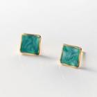 Square Sterling Silver Earring 1 Pair - Aqua Green - One Size