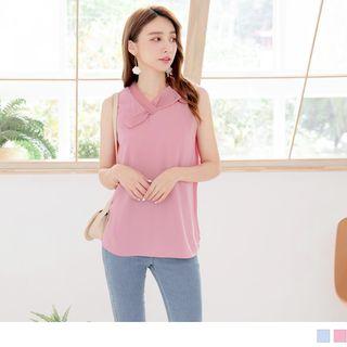 Bow-accent Sleeveless Chiffon Top