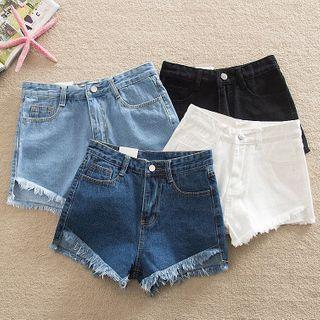 Fray Trim Denim Hot Pants
