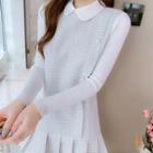 Long-sleeve Two Tone Ruffled Dress