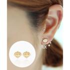 Letter-heart 10k Gold Ear Stud (2 Pcs) One Size