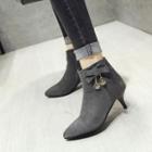 Kitten Heel Bow-accent Ankle Boots