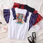Patchwork Ruffled-trim Printed T-shirt