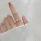 Faux Crystal Chained Sterling Silver Ring 1 Piece - S925 Silver - Silver - One Size