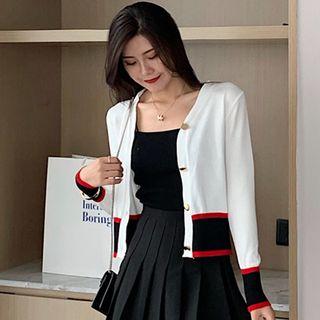 Color Panel Cropped Cardigan