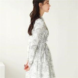 Floral Embroidered Wrap Dress
