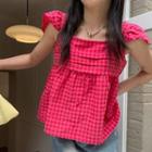 Gingham Flowy Camisole Top Dragon Fruit - One Size