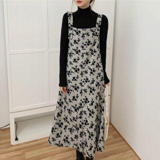 Floral Overall Dress / Turtleneck Top