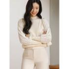 Lace-sleeve Button-detail Knit Top