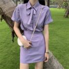 Short-sleeve Shirtdress / Short-sleeve Shirt / A-line Mini Skirt / Set