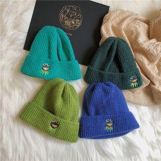 Frog Embroidered Knit Beanie